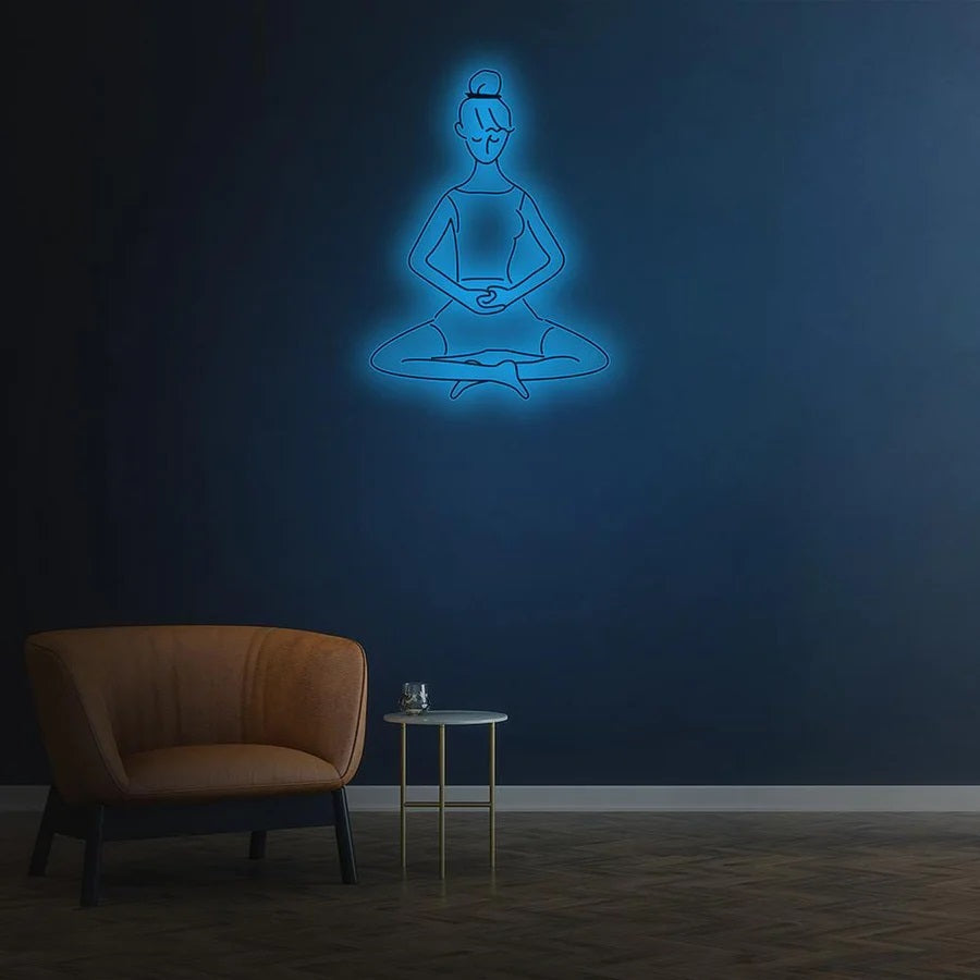 Light Blue Meditation Neon Sign