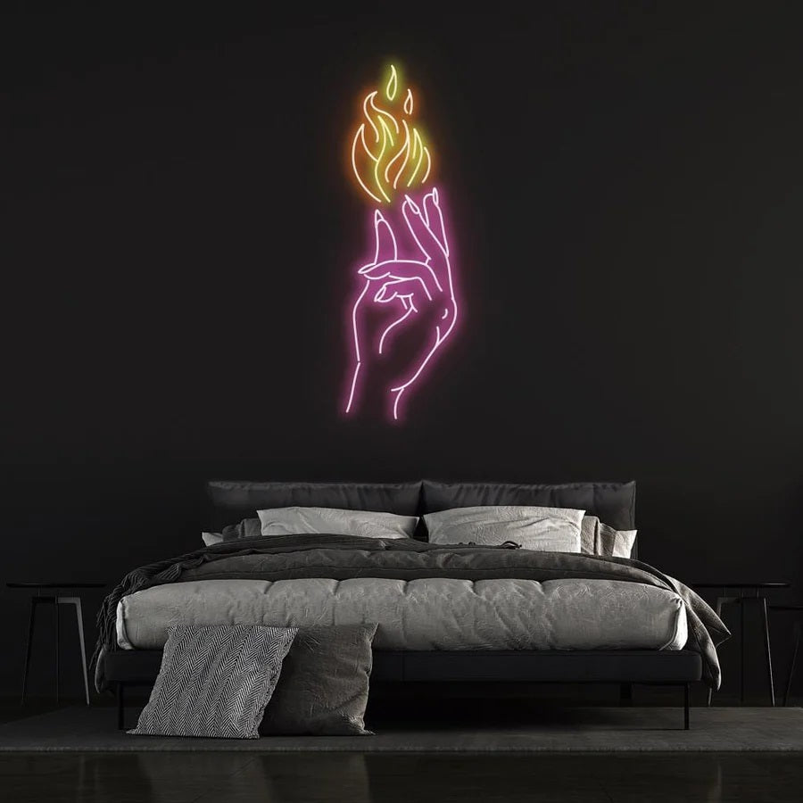 "HAND OF PASSION" NEON SIGN