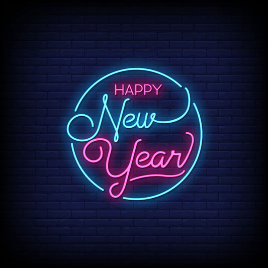 Happy New Year Circle Neon Wall Sign