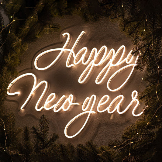 Warm White "Happy New Year" LED Neon Sign