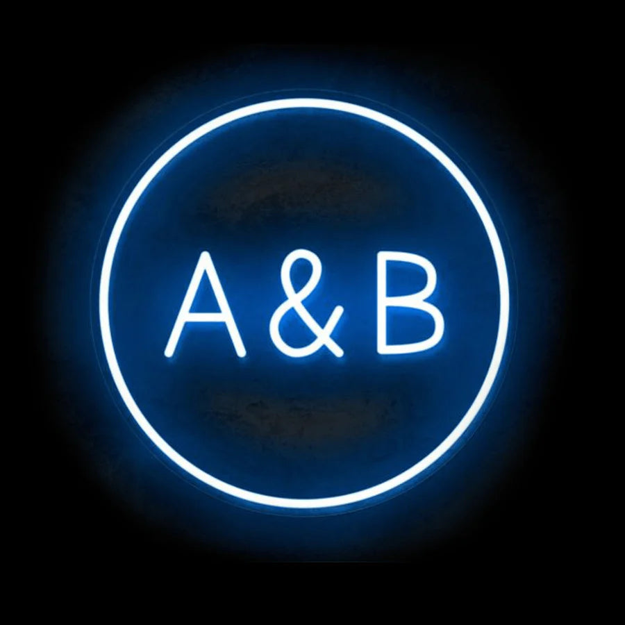 CIRCLE CUSTOM INITIALS SIGN | WEDDING NEON SIGN