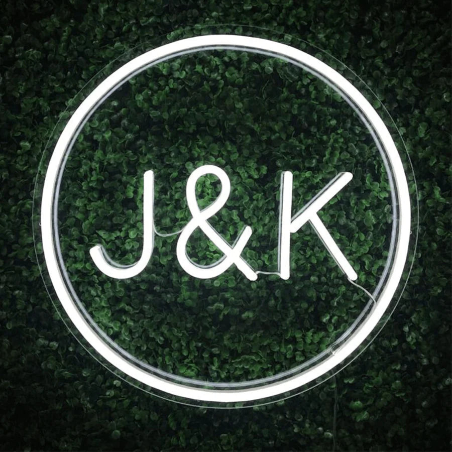 CIRCLE CUSTOM INITIALS SIGN | WEDDING NEON SIGN