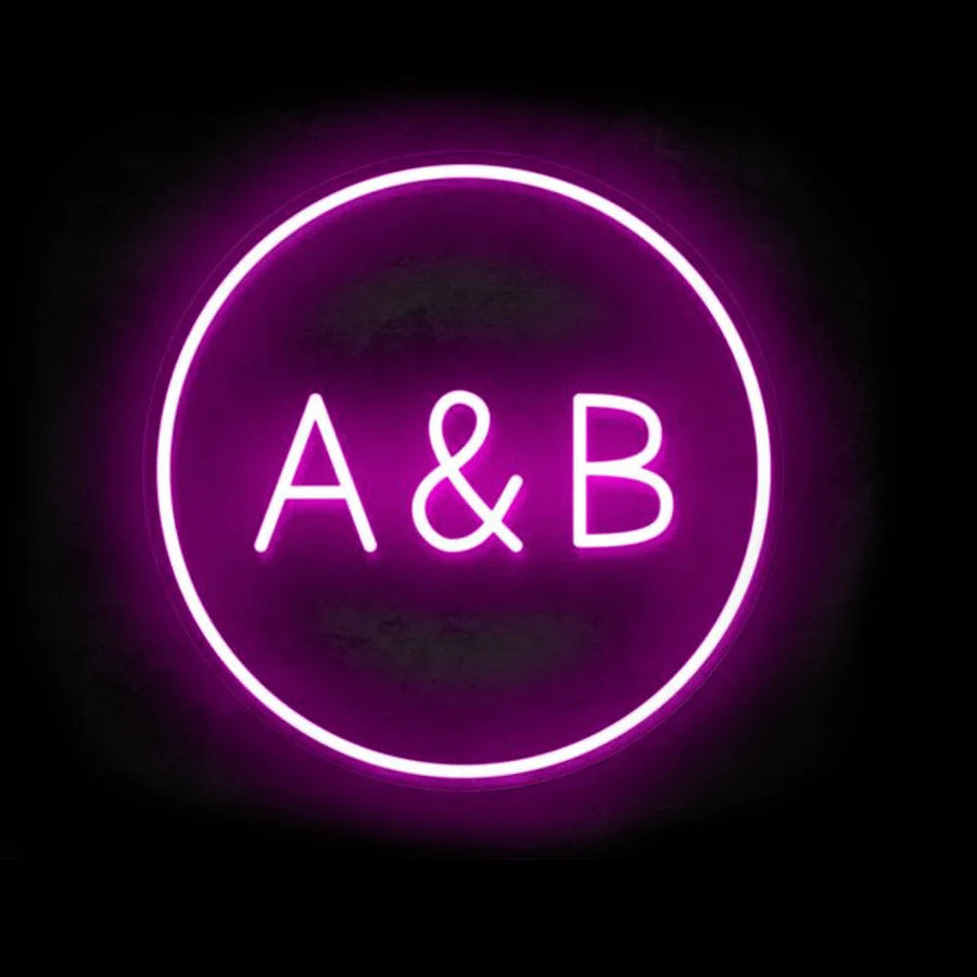 Intials Sign CIRCLE CUSTOM INITIALS SIGN | WEDDING NEON SIGN – Custom Neon Solutions